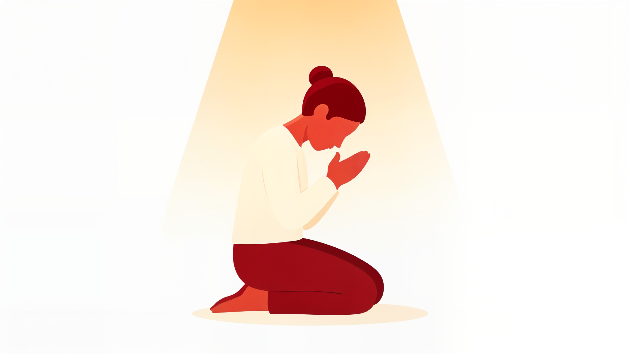 Persona arrodillada en oración