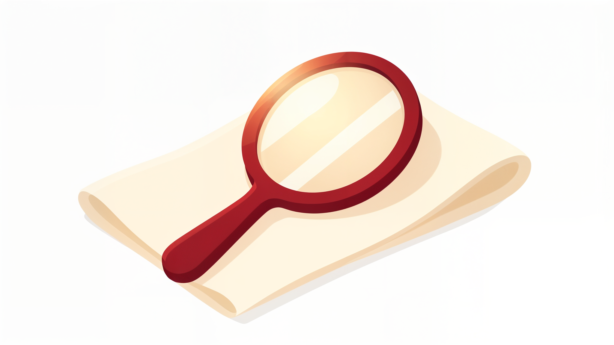 Illustration of a red hand mirror resting on a folded cream cloth
